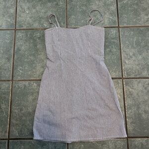 Brandy Melville Navy and White Striped Top